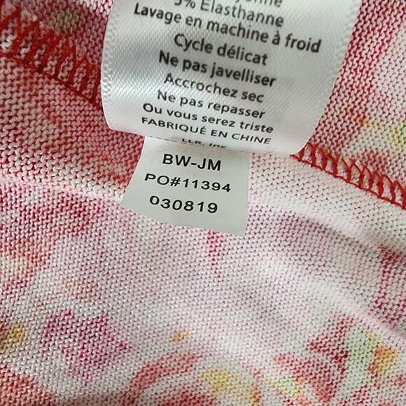 LuLaRoe Caroline Cardigan Sweater Women 3XL Pink Rose Floral Pockets Long Sleeve - Picture 8 of 8